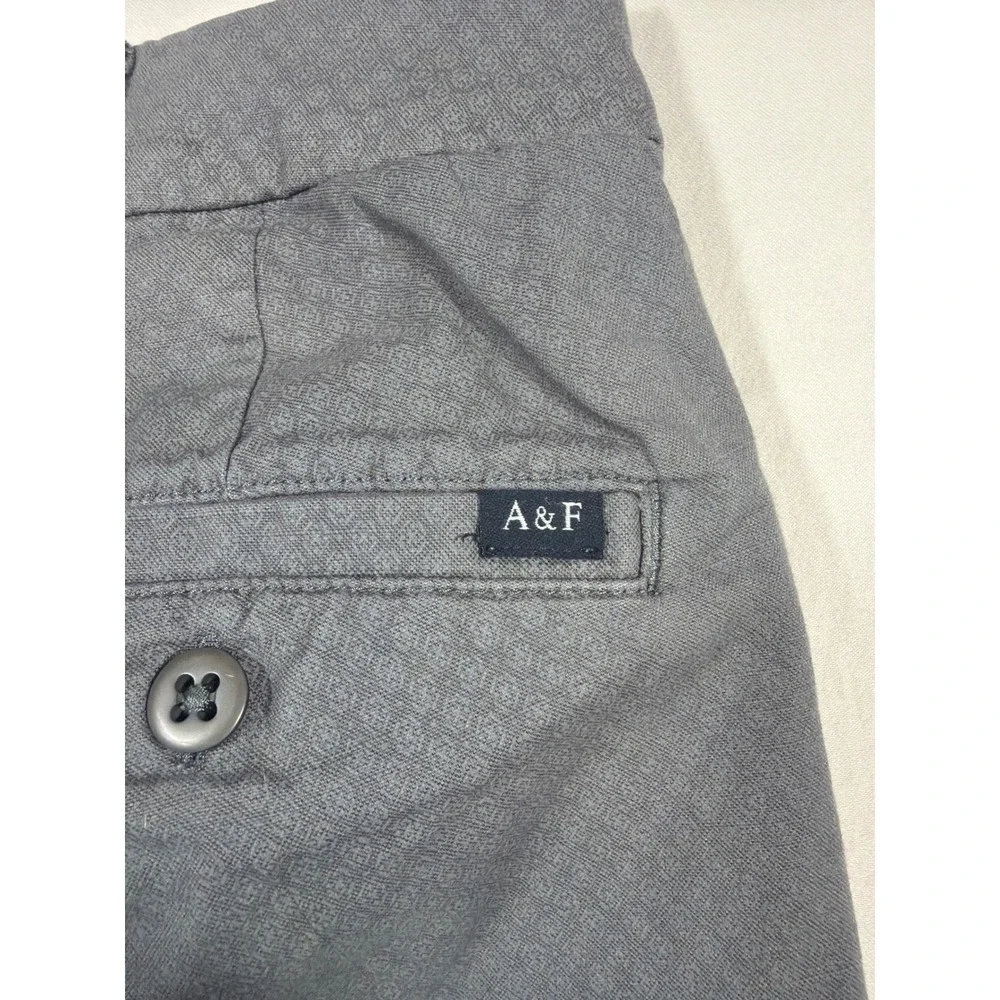 Abercrombie & Fitch Mens Gray Geometric Micro Print Stretch Shorts Size 28